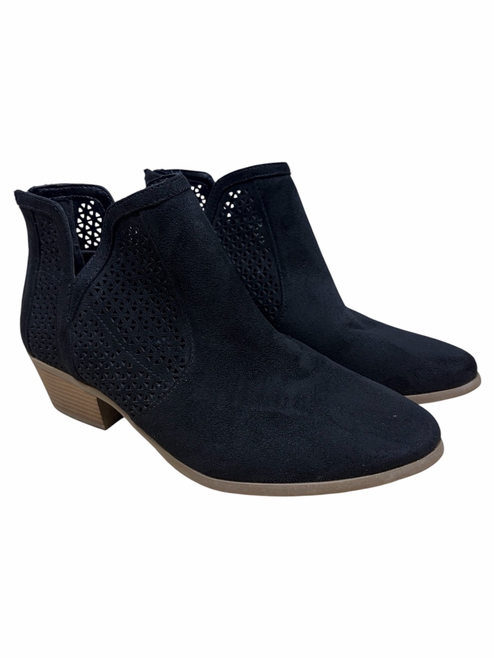 a.n.a. A New Approach Black Laser Cut Ankle Boots Size 10